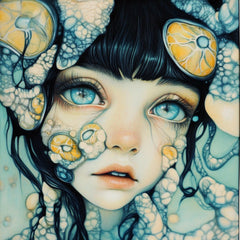 15 Surreal Blue-Eyed Girl Gothic Fantasy Portraits for DIY Wall Art, Sublimation or POD, Ethereal Digital Art Prints for Dreamy Home Decor