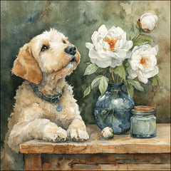 12 Dog with Peony Flowers Wall Art Bundle, Printable Floral Dog PNGs for DIY Decor, Sublimation, POD Crafts & Pet-Themed Home Styling