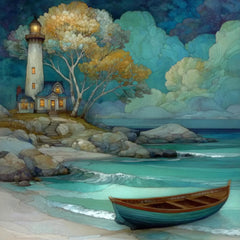 40 DIY Wall Art Digital Lighthouse Prints | Coastal Cottage Artwork for Sublimation, Crafts & Gifts | 40 Ocean Landscape Clipart Set