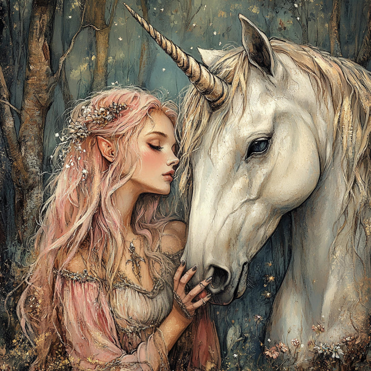 15 Magical Elven Princess and Unicorn Wall Art | DIY Fantasy Printable Art for Girls' Room, Sublimation Designs, Fairytale Decor, Gifts