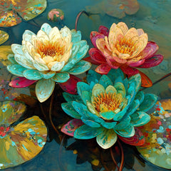20 DIY Water Lily Wall Art Set | Digital Botanical Prints for Home, Bathroom or Spa | Floral Pond Artwork for Crafters & Sublimation Use