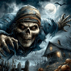 19 DIY Halloween Wall Art Scary Skeleton Moon Prints, Digital Art Horror for Spooky Home Decor, Creepy Skull Images for POD or Sublimation