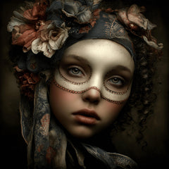 12 Victorian Living Doll Halloween Wall Art, Creepy Square Digital Prints for DIY Home Decor, Horror Sublimation Images for POD & Crafters.