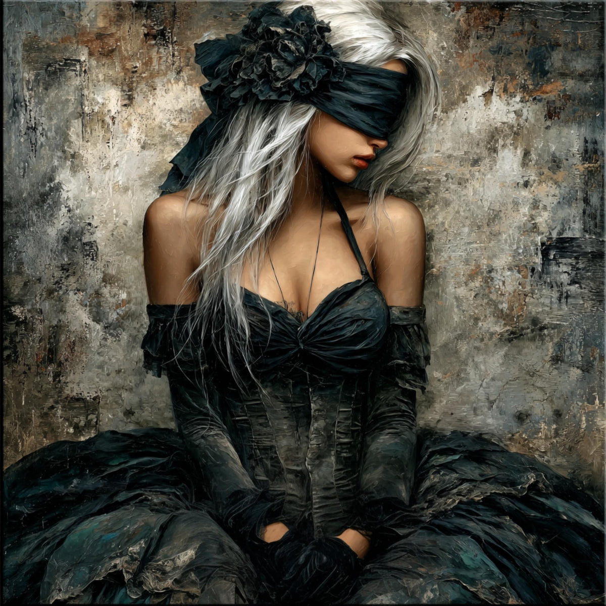 25 DIY Wall Art Gothic Fantasy Woman Digital Images, Blindfolded Dark Aesthetic Art for Bedroom Decor, Sublimation Prints for Crafters