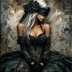 25 DIY Wall Art Gothic Fantasy Woman Digital Images, Blindfolded Dark Aesthetic Art for Bedroom Decor, Sublimation Prints for Crafters