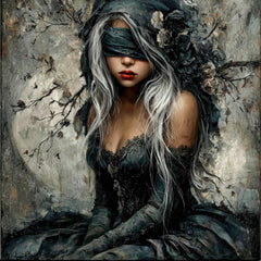 25 DIY Wall Art Gothic Fantasy Woman Digital Images, Blindfolded Dark Aesthetic Art for Bedroom Decor, Sublimation Prints for Crafters