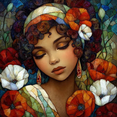 15 Stained Glass Woman Wall Art, Floral Face Portraits, Boho Printable Artwork, DIY Wall Art for Bedroom, POD Sublimation Art for Gifts