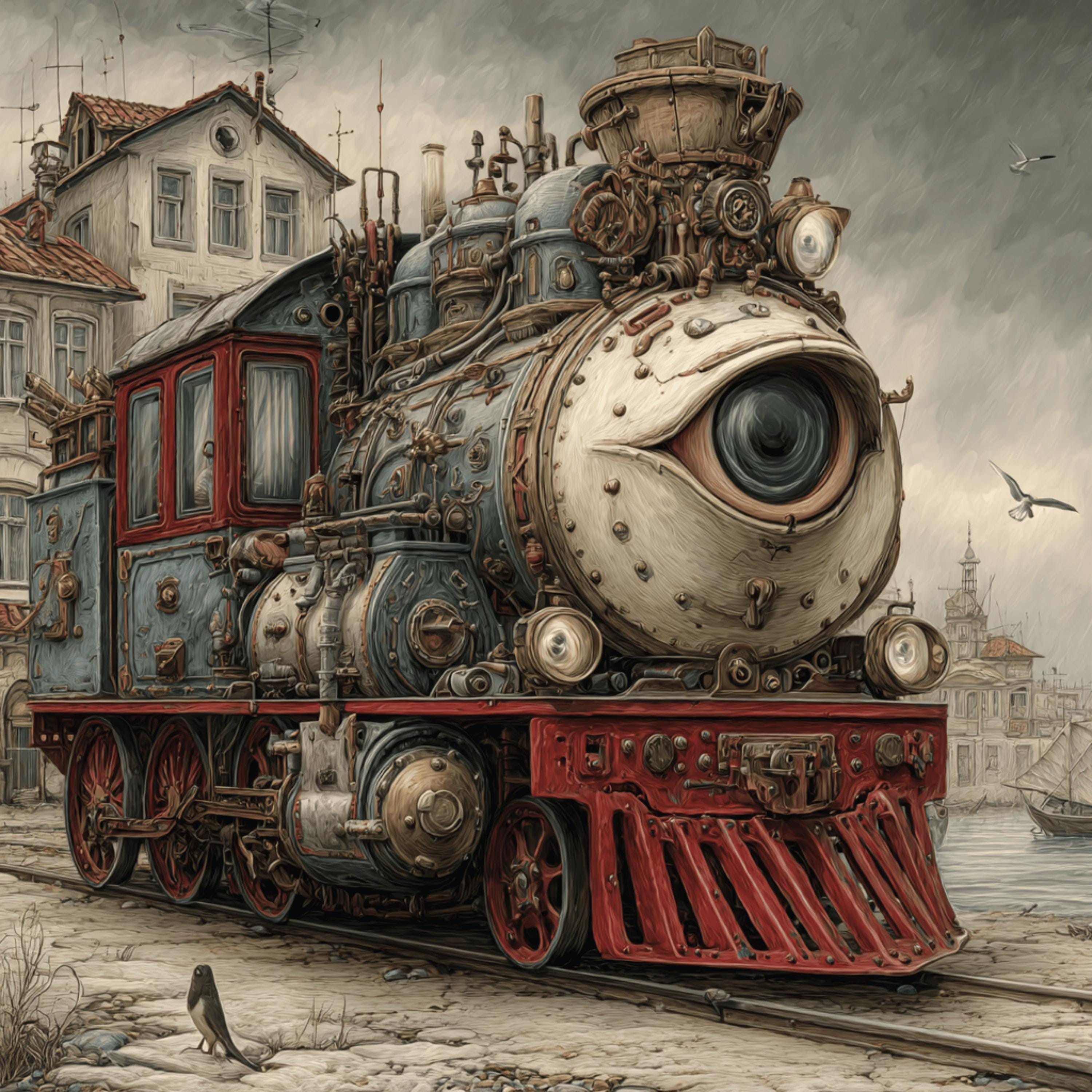 40 Steampunk Surrealism Wall Art Bundle – Printable Train Dog Clockwork Engineer Mechanical Clown, DIY Man-Cave Decor POD Sublimation Images