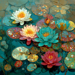 20 DIY Water Lily Wall Art Set | Digital Botanical Prints for Home, Bathroom or Spa | Floral Pond Artwork for Crafters & Sublimation Use