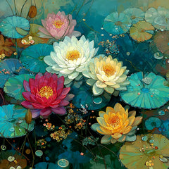 20 DIY Water Lily Wall Art Set | Digital Botanical Prints for Home, Bathroom or Spa | Floral Pond Artwork for Crafters & Sublimation Use