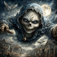 19 DIY Halloween Wall Art Scary Skeleton Moon Prints, Digital Art Horror for Spooky Home Decor, Creepy Skull Images for POD or Sublimation