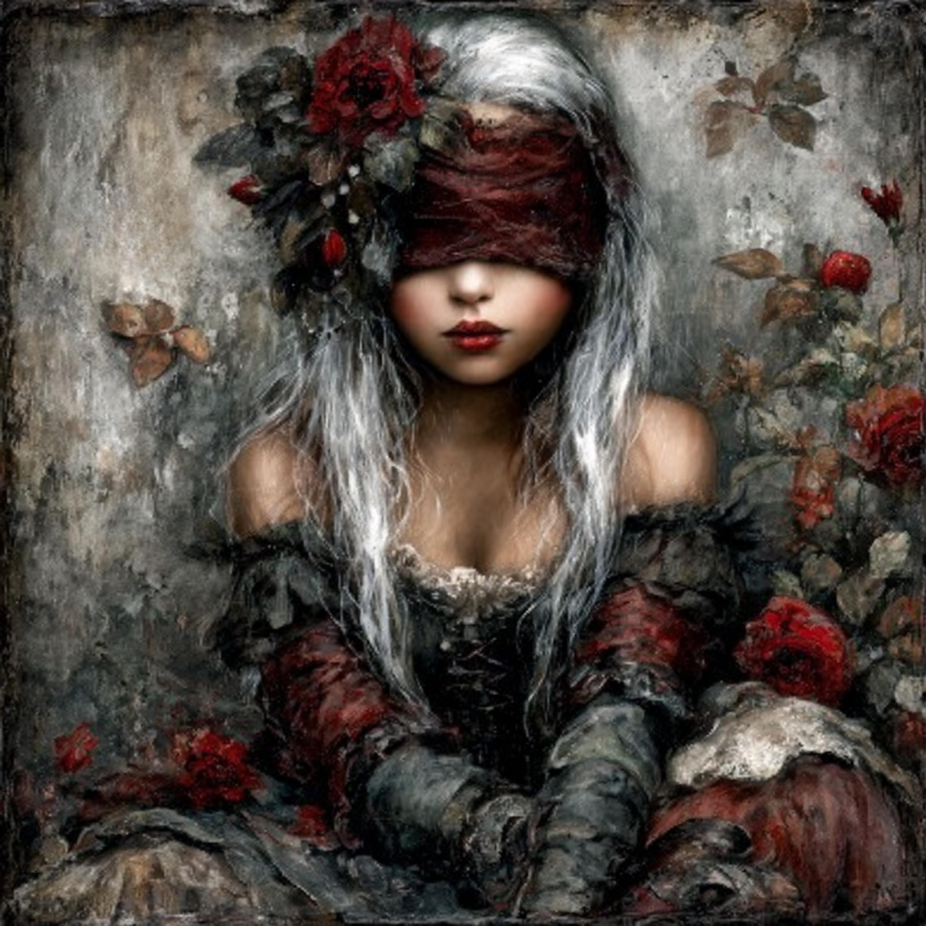 25 DIY Wall Art Gothic Fantasy Woman Digital Images, Blindfolded Dark Aesthetic Art for Bedroom Decor, Sublimation Prints for Crafters