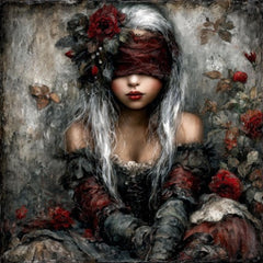 25 DIY Wall Art Gothic Fantasy Woman Digital Images, Blindfolded Dark Aesthetic Art for Bedroom Decor, Sublimation Prints for Crafters