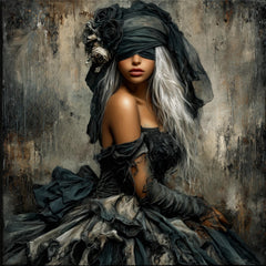 25 DIY Wall Art Gothic Fantasy Woman Digital Images, Blindfolded Dark Aesthetic Art for Bedroom Decor, Sublimation Prints for Crafters