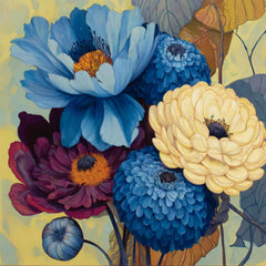 12 Blue Flower Wall Art, DIY Botanical Prints for Kitchen or Dining, Digital Peony Art for Sublimation & POD Crafters, Summer Artwork.