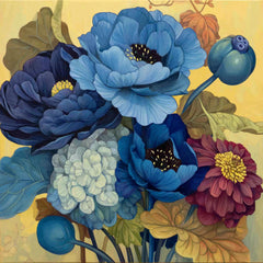 12 Blue Flower Wall Art, DIY Botanical Prints for Kitchen or Dining, Digital Peony Art for Sublimation & POD Crafters, Summer Artwork.