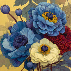 12 Blue Flower Wall Art, DIY Botanical Prints for Kitchen or Dining, Digital Peony Art for Sublimation & POD Crafters, Summer Artwork.