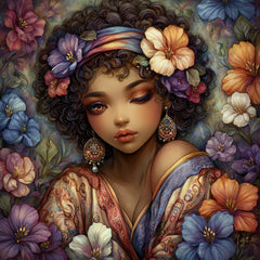20 Whimsical Flower Girl Digital Wall Art, Boho Printable Portraits, Floral Hair Artwork for DIY Wall Decor, Sublimation or Craft Projects