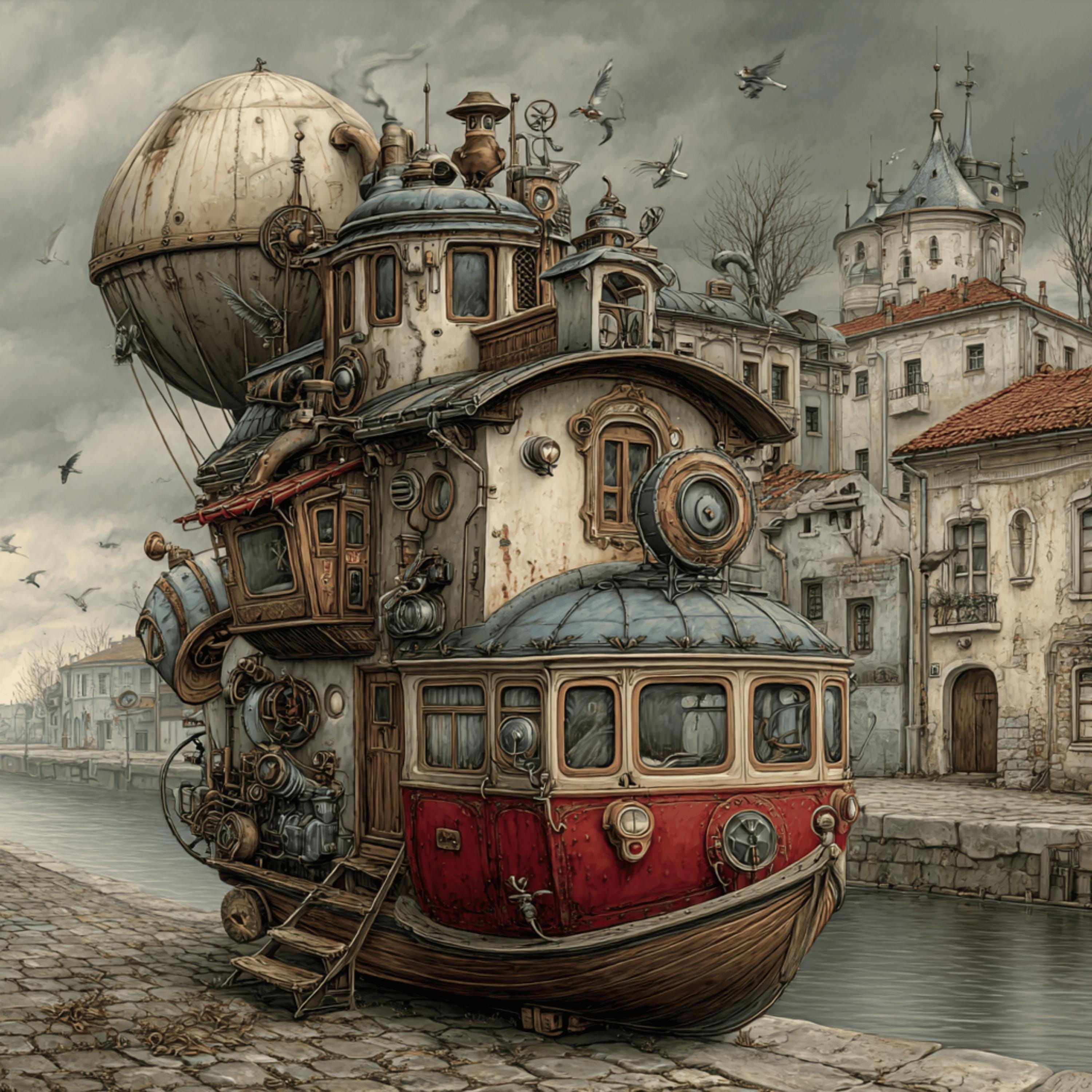 40 Steampunk Surrealism Wall Art Bundle – Printable Train Dog Clockwork Engineer Mechanical Clown, DIY Man-Cave Decor POD Sublimation Images