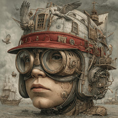 40 Steampunk Surrealism Wall Art Bundle – Printable Train Dog Clockwork Engineer Mechanical Clown, DIY Man-Cave Decor POD Sublimation Images