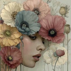 12 DIY Wall Art Woman with Flowers Printable Floral Portraits Feminine Botanical Artwork for POD, Bedroom Decor & Crafting Projects