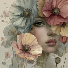 12 DIY Wall Art Woman with Flowers Printable Floral Portraits Feminine Botanical Artwork for POD, Bedroom Decor & Crafting Projects