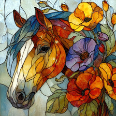 15 DIY Wall Art Digital Stained Glass Horse  | Equestrian Digital Art for Farmhouse Decor, Sublimation Projects & Printable Craft Ideas