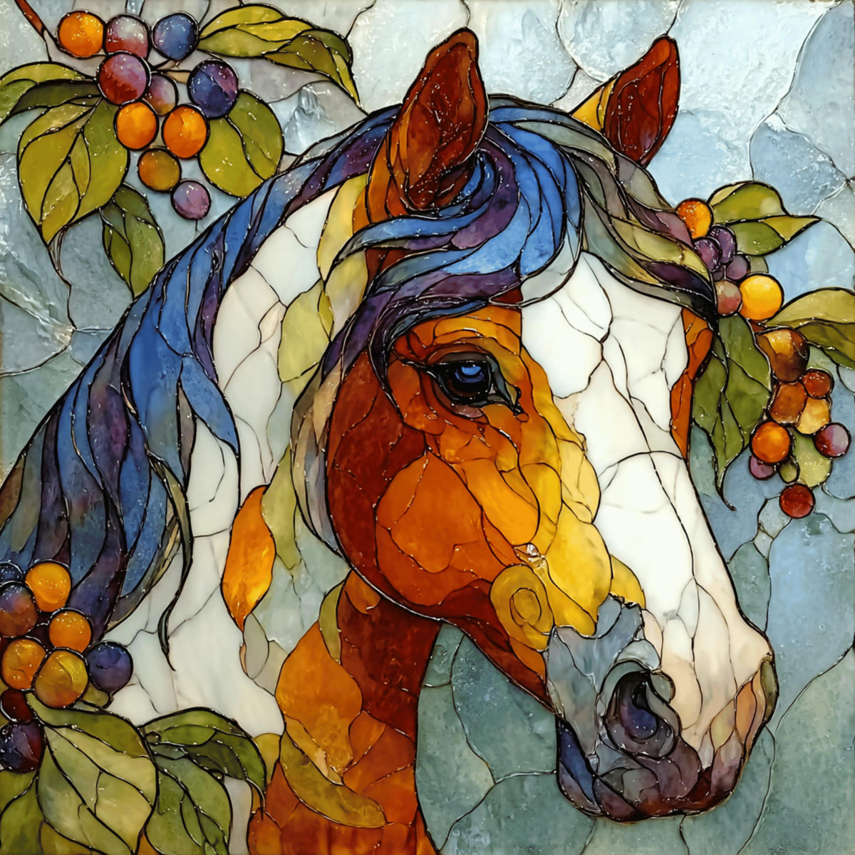 15 DIY Wall Art Digital Stained Glass Horse  | Equestrian Digital Art for Farmhouse Decor, Sublimation Projects & Printable Craft Ideas