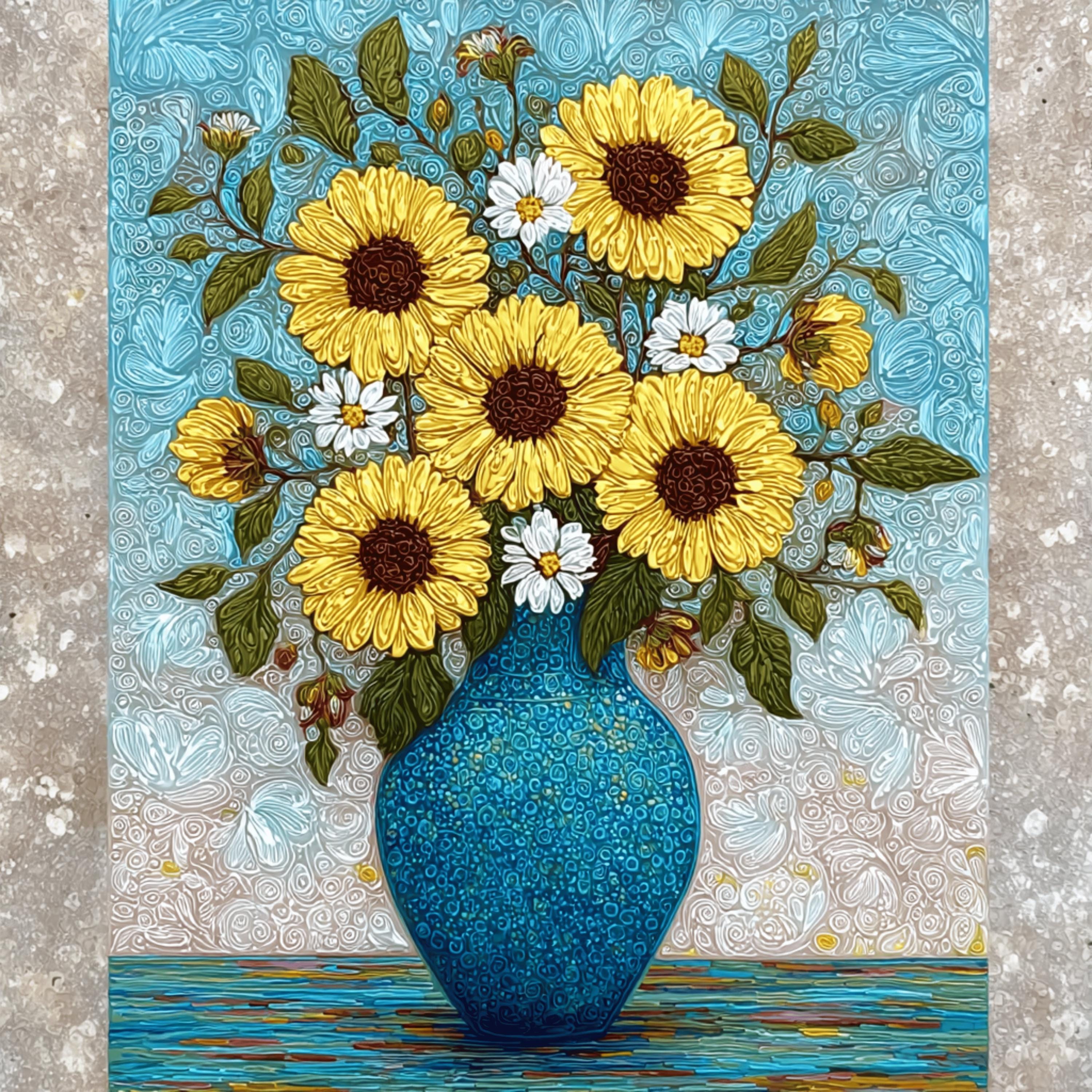 12 DIY Wall Art Printable Sunflower Still Life, Blue Vase Kitchen Decor, Farmhouse Floral Artwork, Rustic Wall Art, Instant Download PNG Set