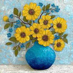 12 DIY Wall Art Printable Sunflower Still Life, Blue Vase Kitchen Decor, Farmhouse Floral Artwork, Rustic Wall Art, Instant Download PNG Set