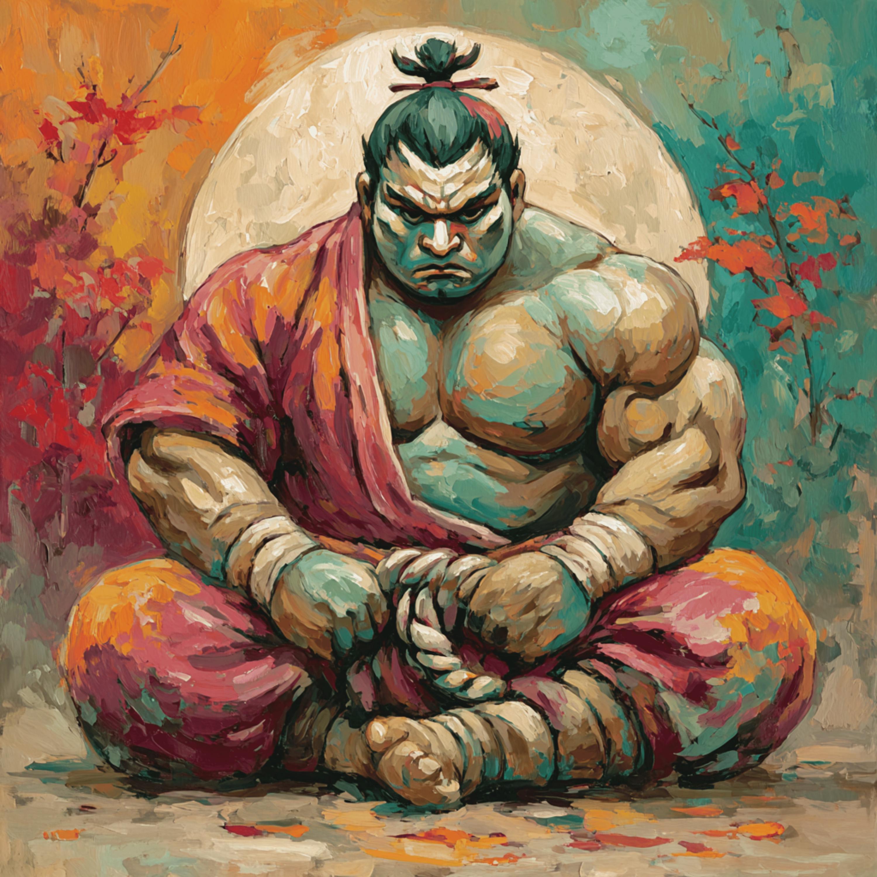 12 DIY Wall Art Printable Sumo Warrior, Japanese Style Artwork, Floral Kimono Painting, Martial Arts Wall Decor, Instant Download PNG Set