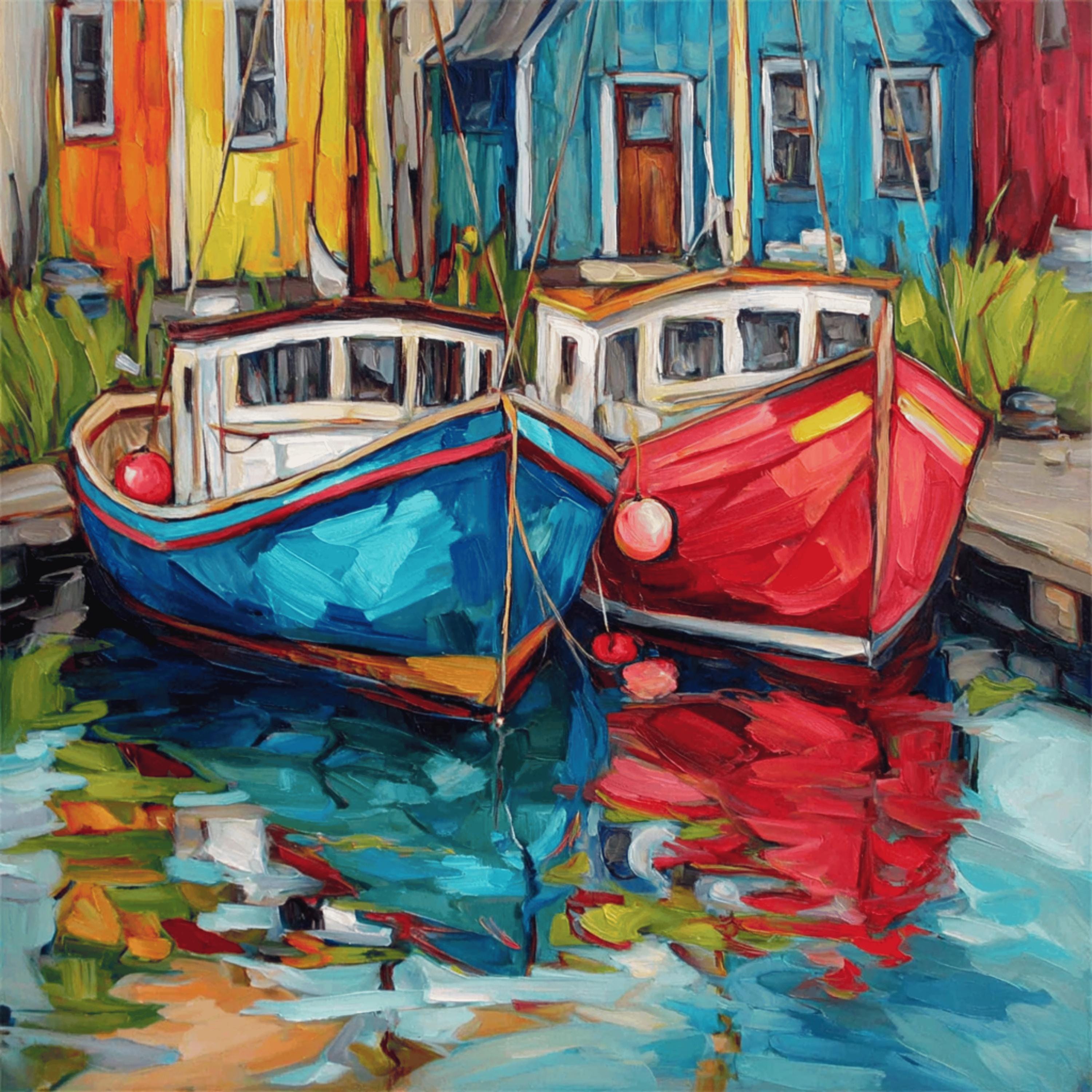 12 DIY Wall Art Printable Coastal Boats, Red Rowing Boats Harbor Artwork, Nautical Home Decor, Seaside Wall Art, Instant Download PNG Set