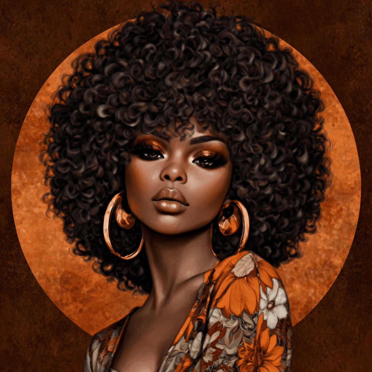 13 DIY Wall Art Printable Black Woman Portrait, Afro Glam Artwork, Boho Home Decor, Modern Melanin Art, Instant Download PNG Set