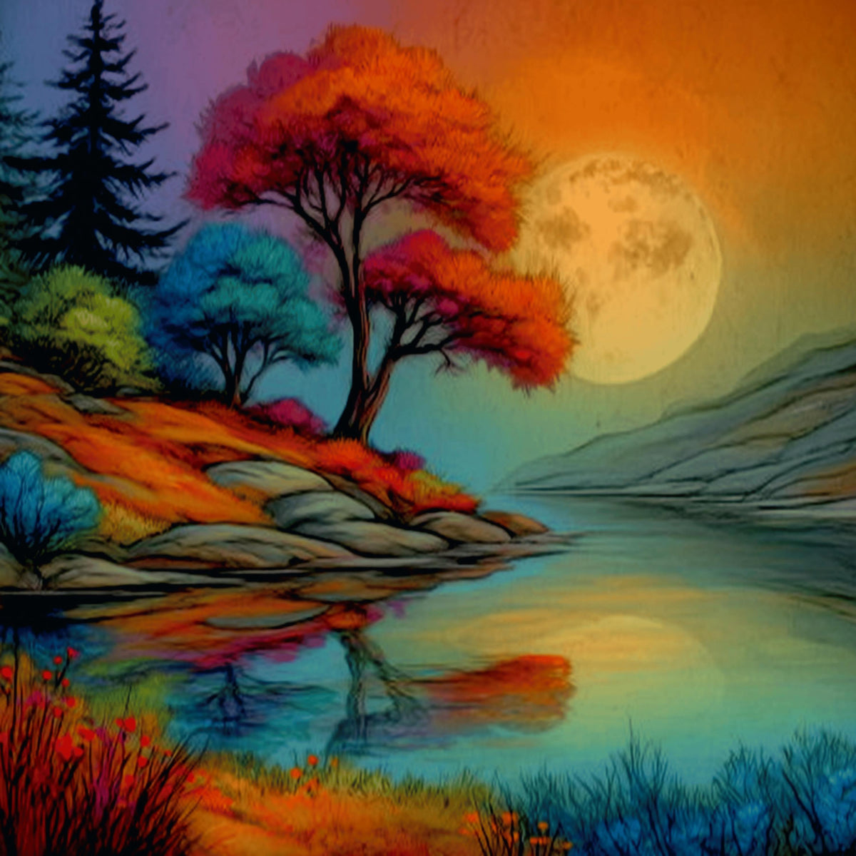 15 DIY Landscape Wall Art, Colorful Nature Scenery Prints, Digital Download Artwork for Living Room, Sublimation Art for Crafters