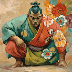 12 DIY Wall Art Printable Sumo Warrior, Japanese Style Artwork, Floral Kimono Painting, Martial Arts Wall Decor, Instant Download PNG Set