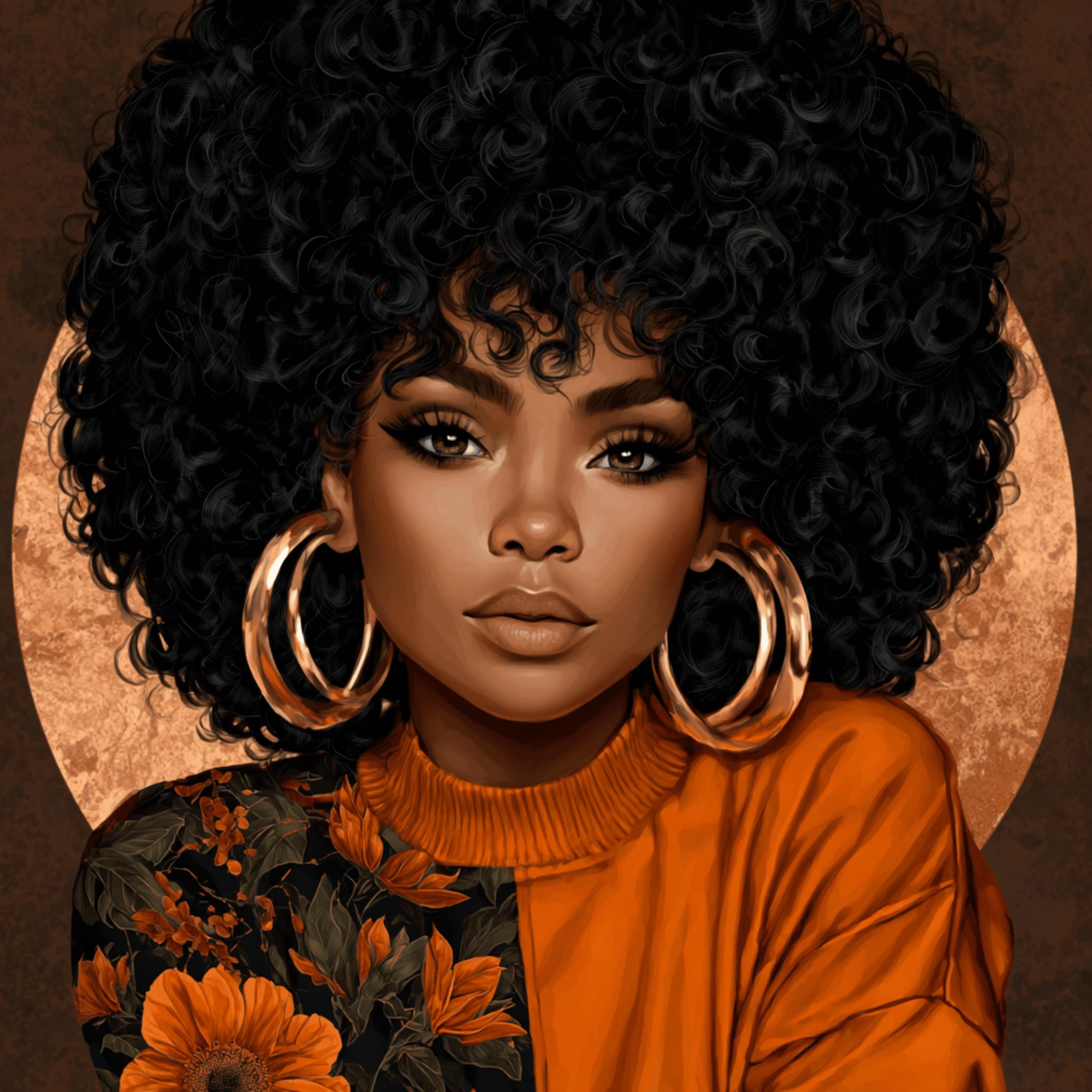 13 DIY Wall Art Printable Black Woman Portrait, Afro Glam Artwork, Boho Home Decor, Modern Melanin Art, Instant Download PNG Set